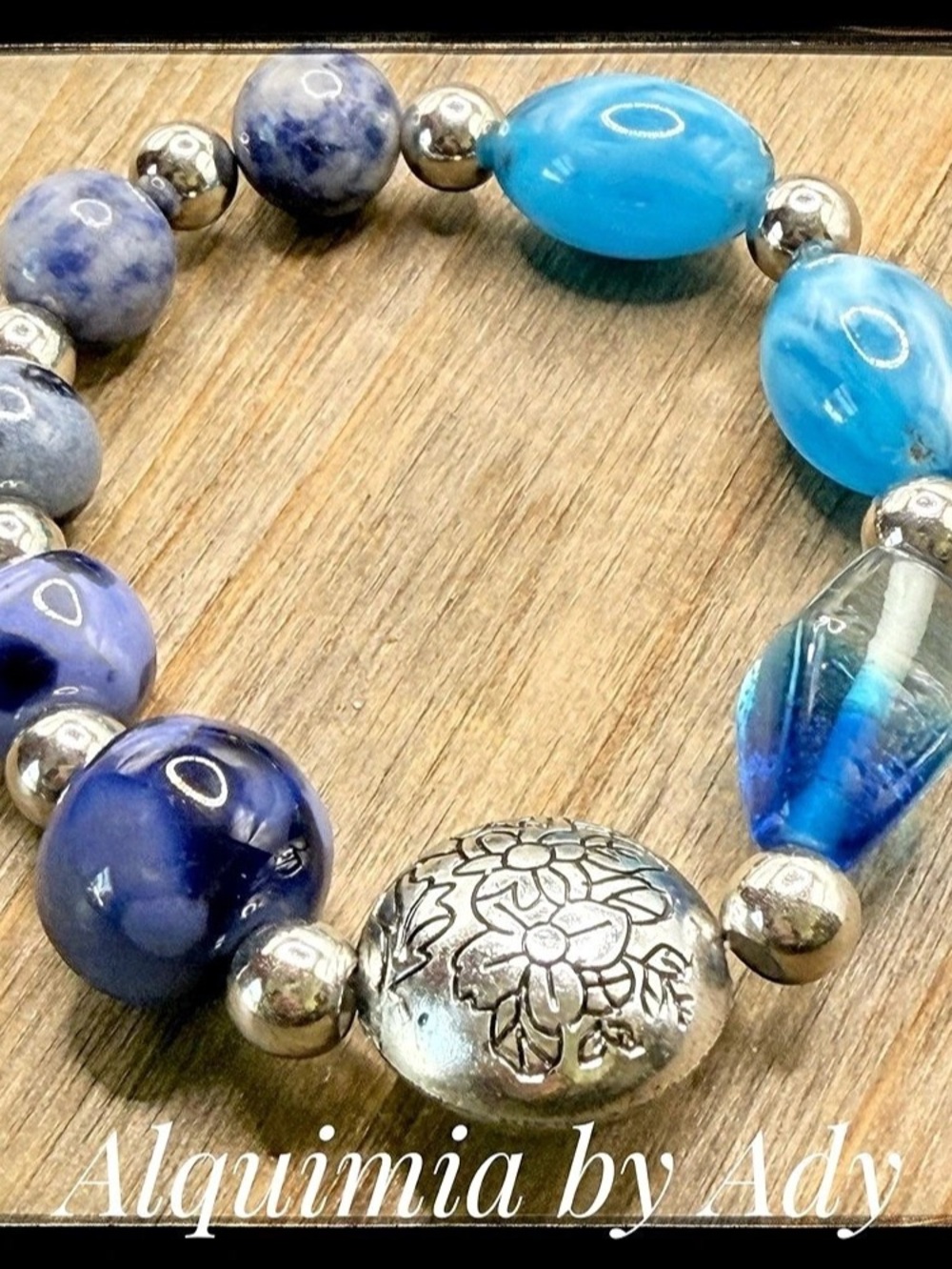 Alquimia by Ady Blue & Silver Beaded Bracelet